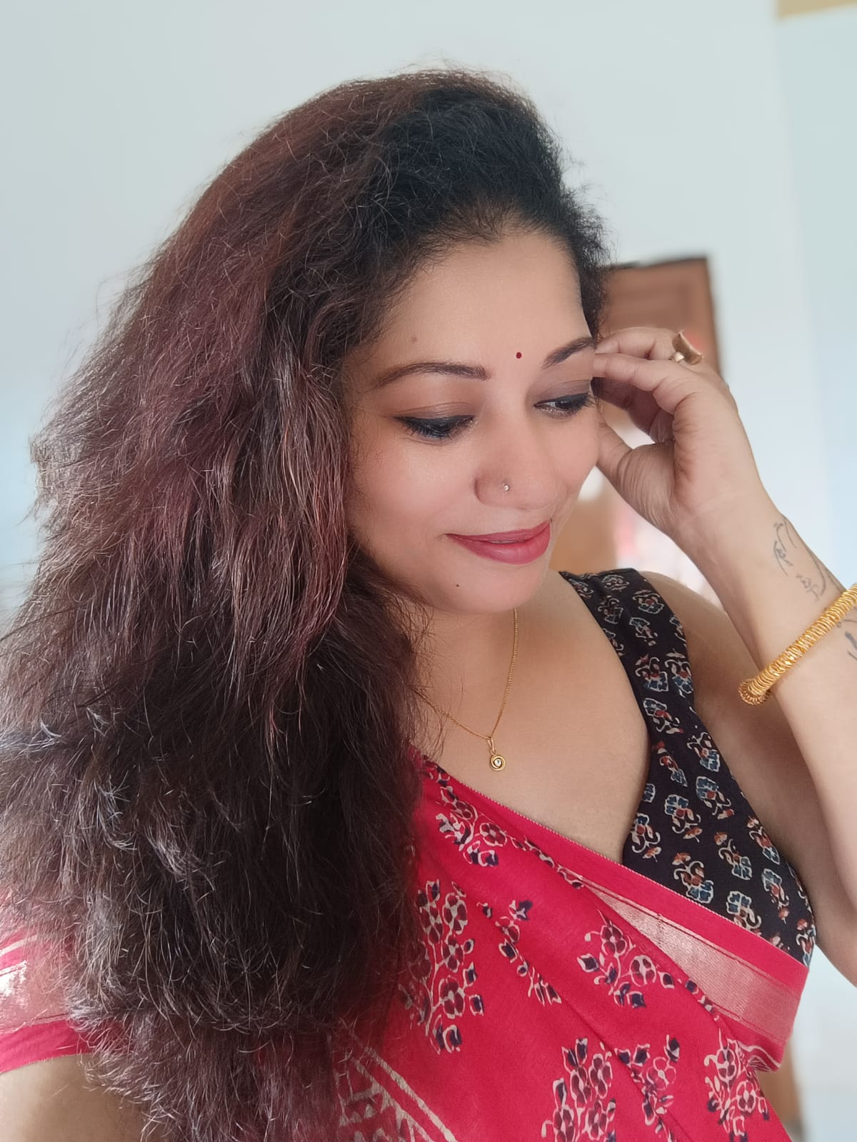 Pink Ajrak Pure Cotton Saree