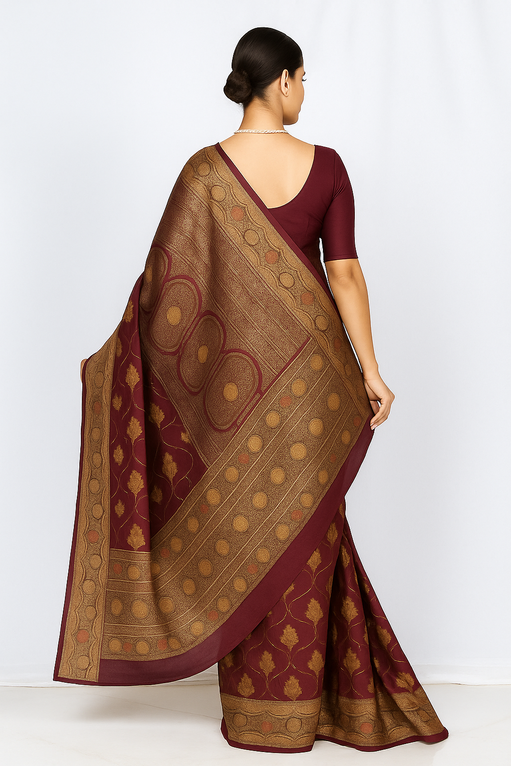Dharohhar Women Silk Rajrani Saree with Classic Solid Design and Intricate Zari Meenakari Work | Perfect for Celebrations & Everyday Grace - Dark Wine