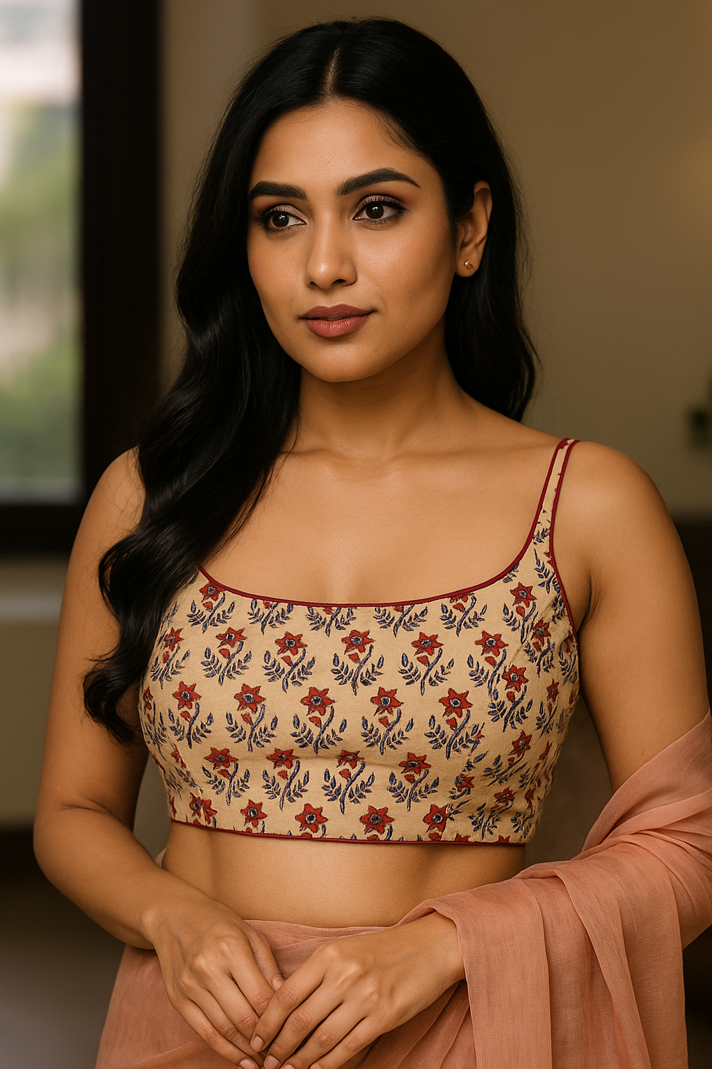 Pure Handcrafted Ajrakh cotton Designer Blouse