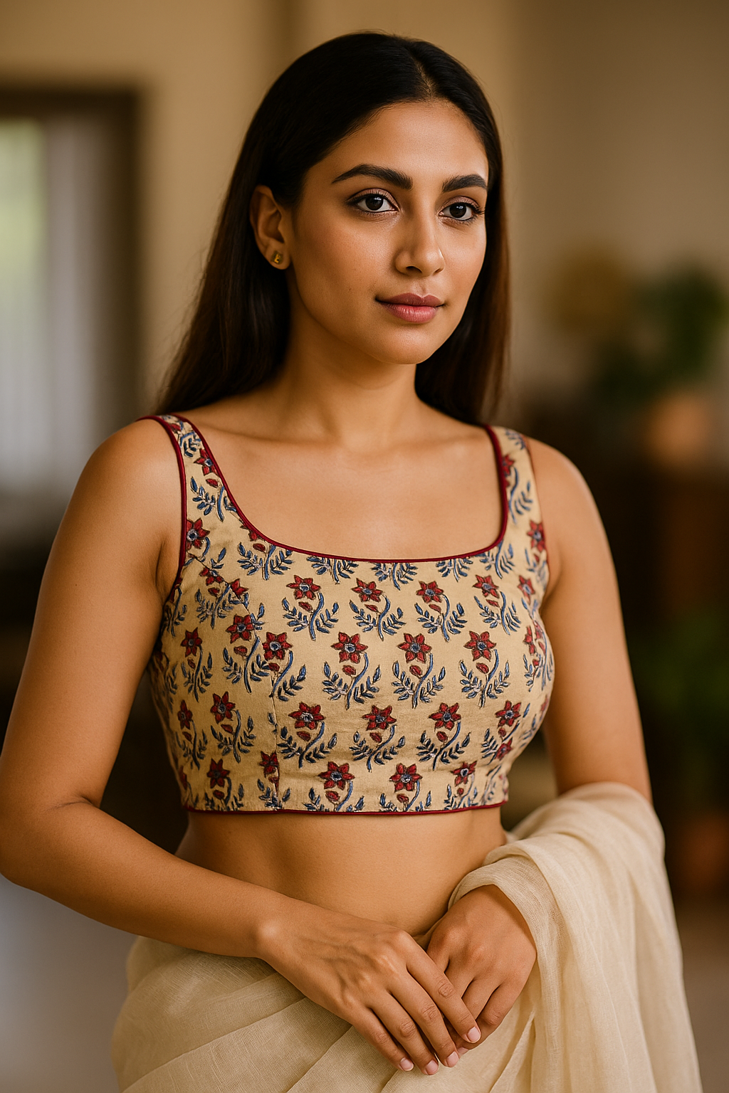 Pure Handcrafted Ajrakh cotton Designer Blouse