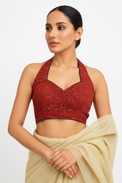 Pure Handcrafted Ajrakh cotton Designer Blouse