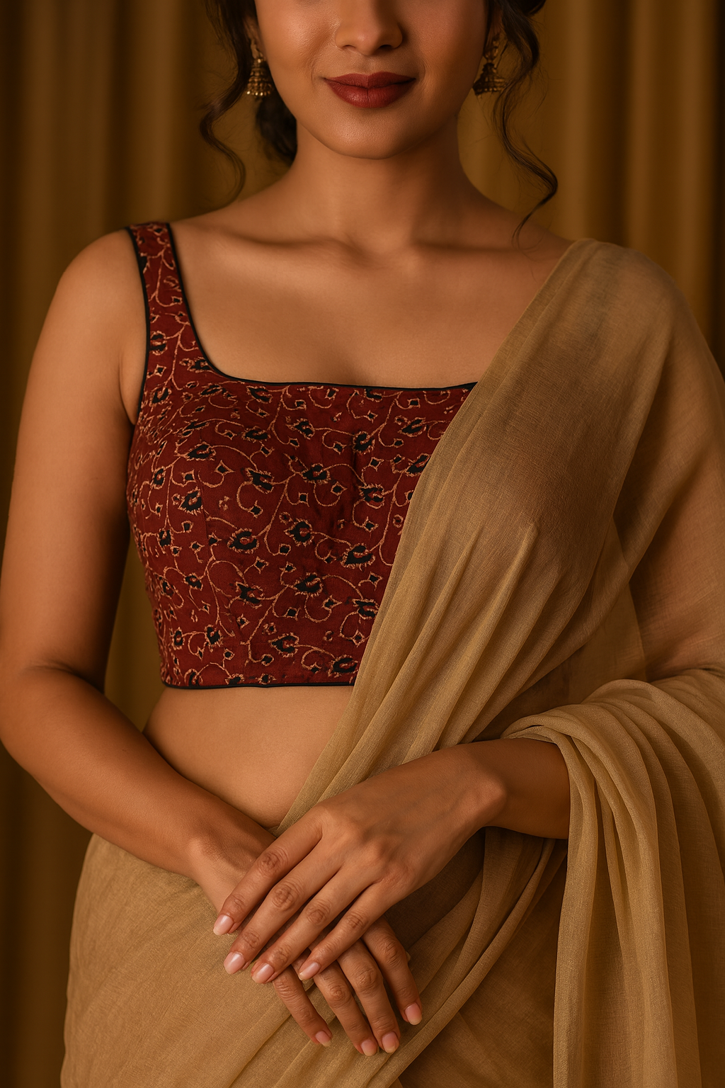 Pure Handcrafted Ajrakh cotton Designer Blouse