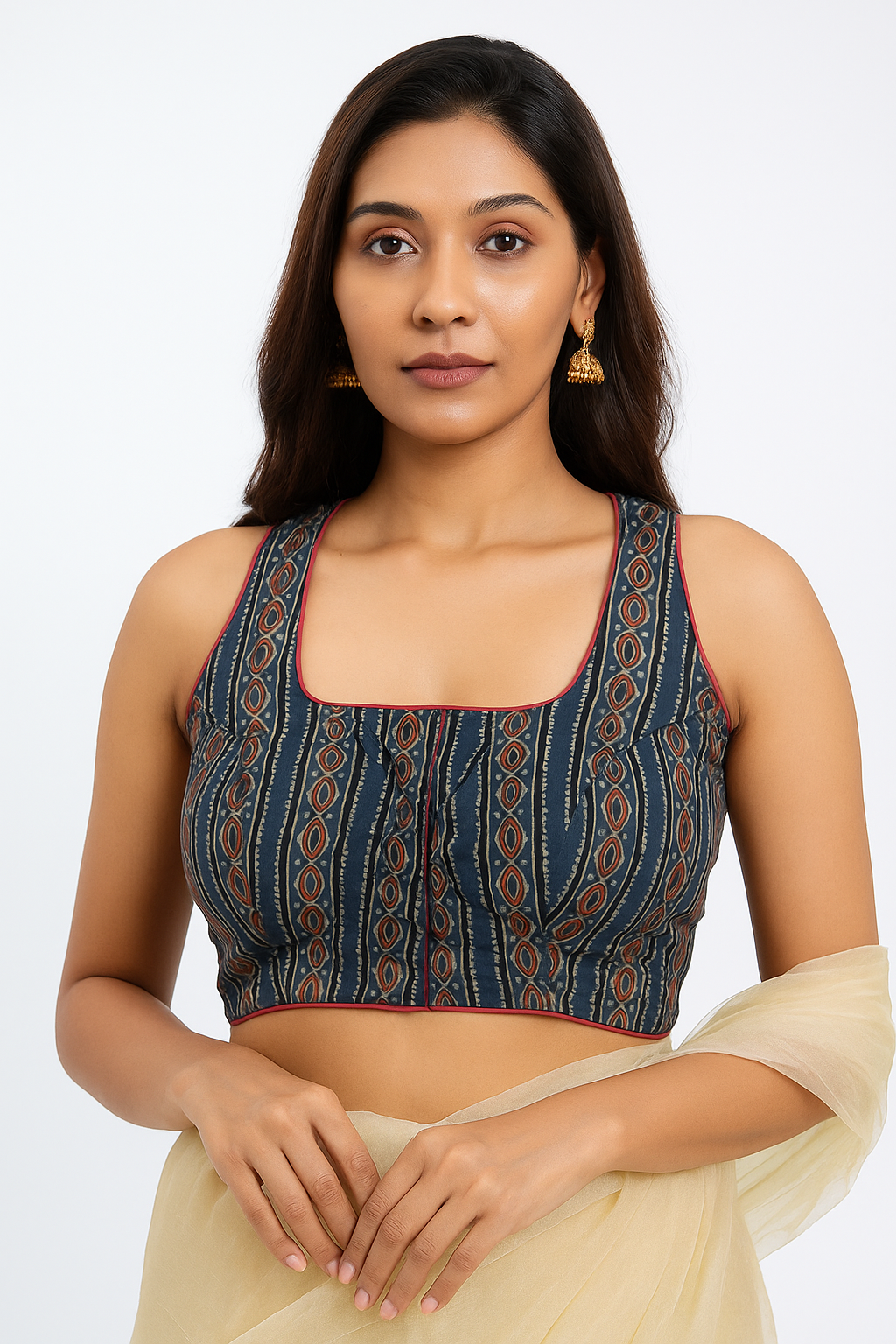 Pure Handcrafted Ajrakh cotton Designer Blouse