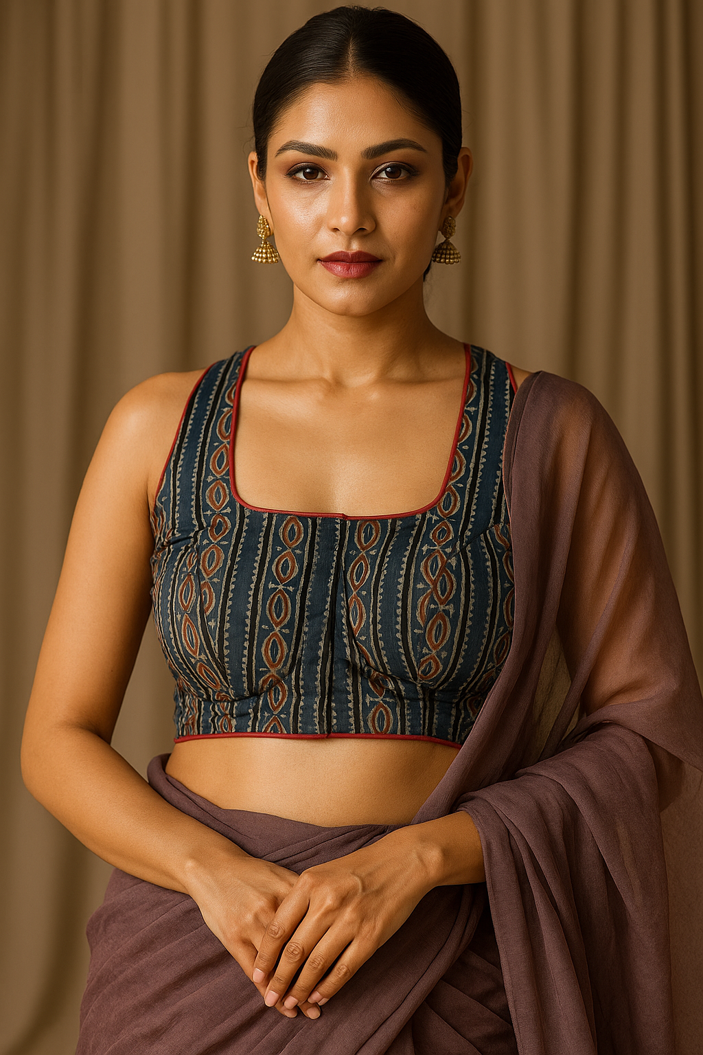 Pure Handcrafted Ajrakh cotton Designer Blouse