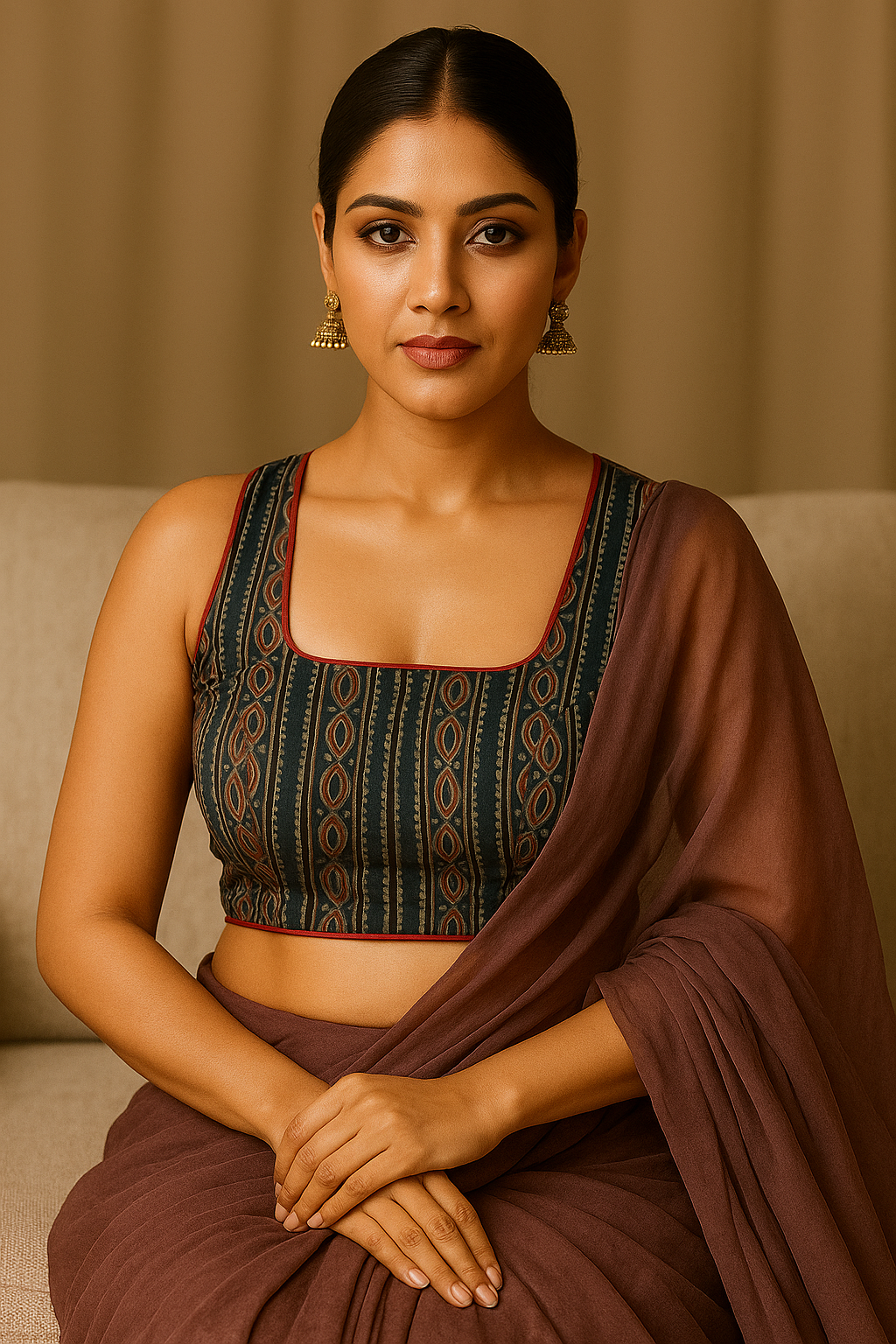 Pure Handcrafted Ajrakh cotton Designer Blouse