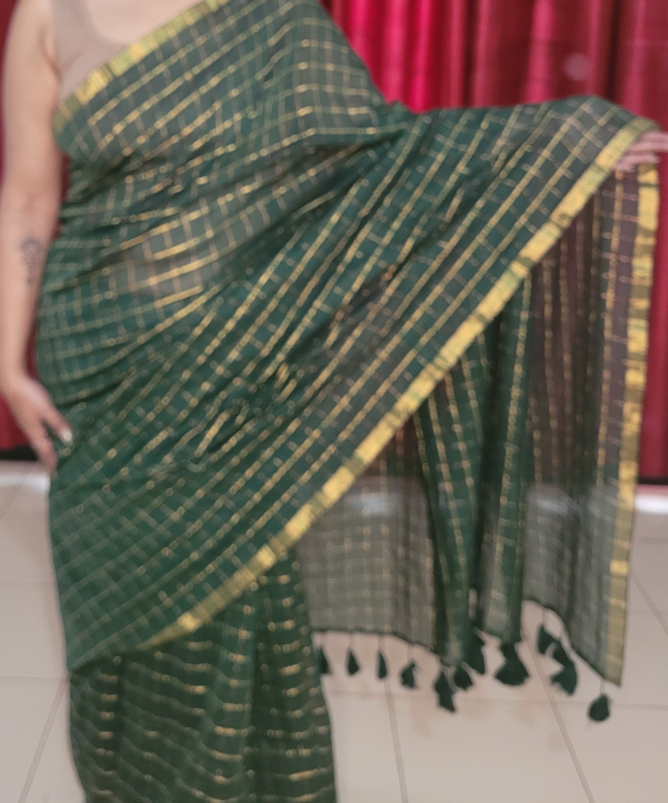 Cotton Zari Chequered