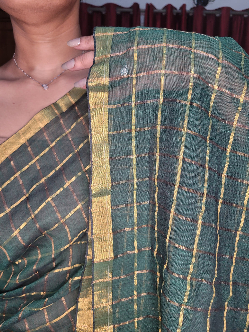 Cotton Zari Chequered