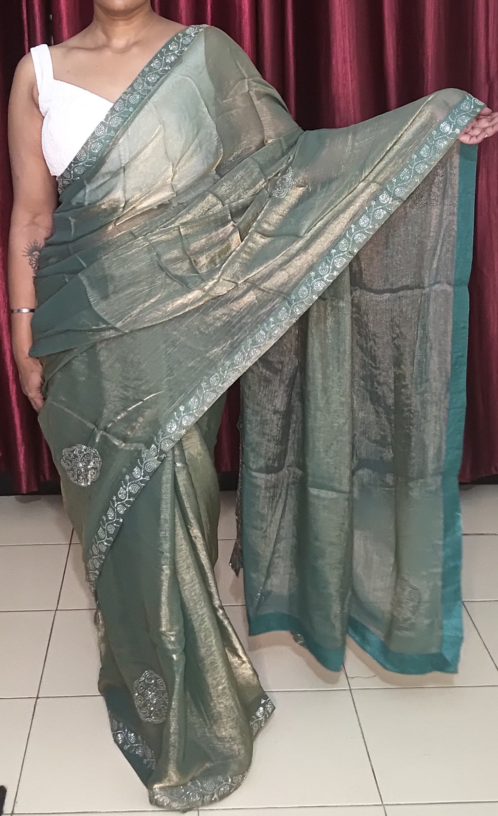 Chiffon with stone work Saree