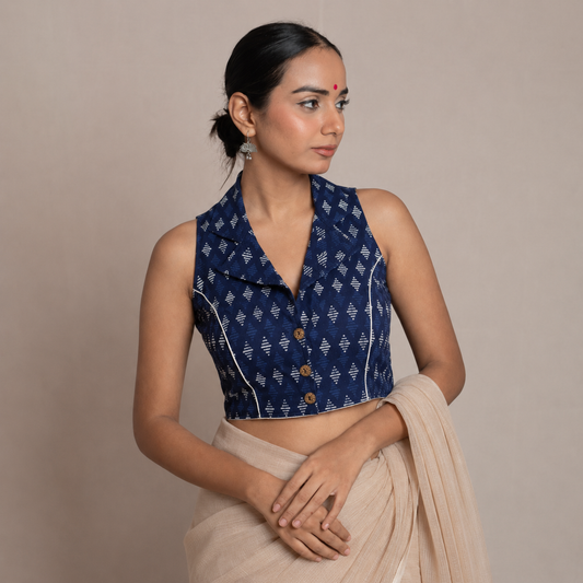 Neelrang Ajrak Blouse