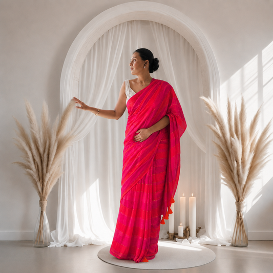 Pink Mul Cotton Saree