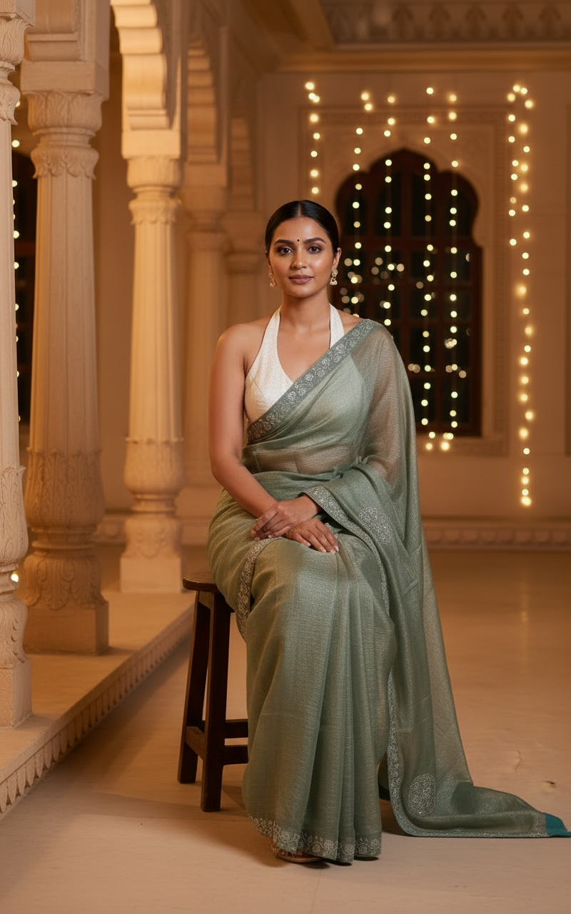 Chiffon with stone work Saree