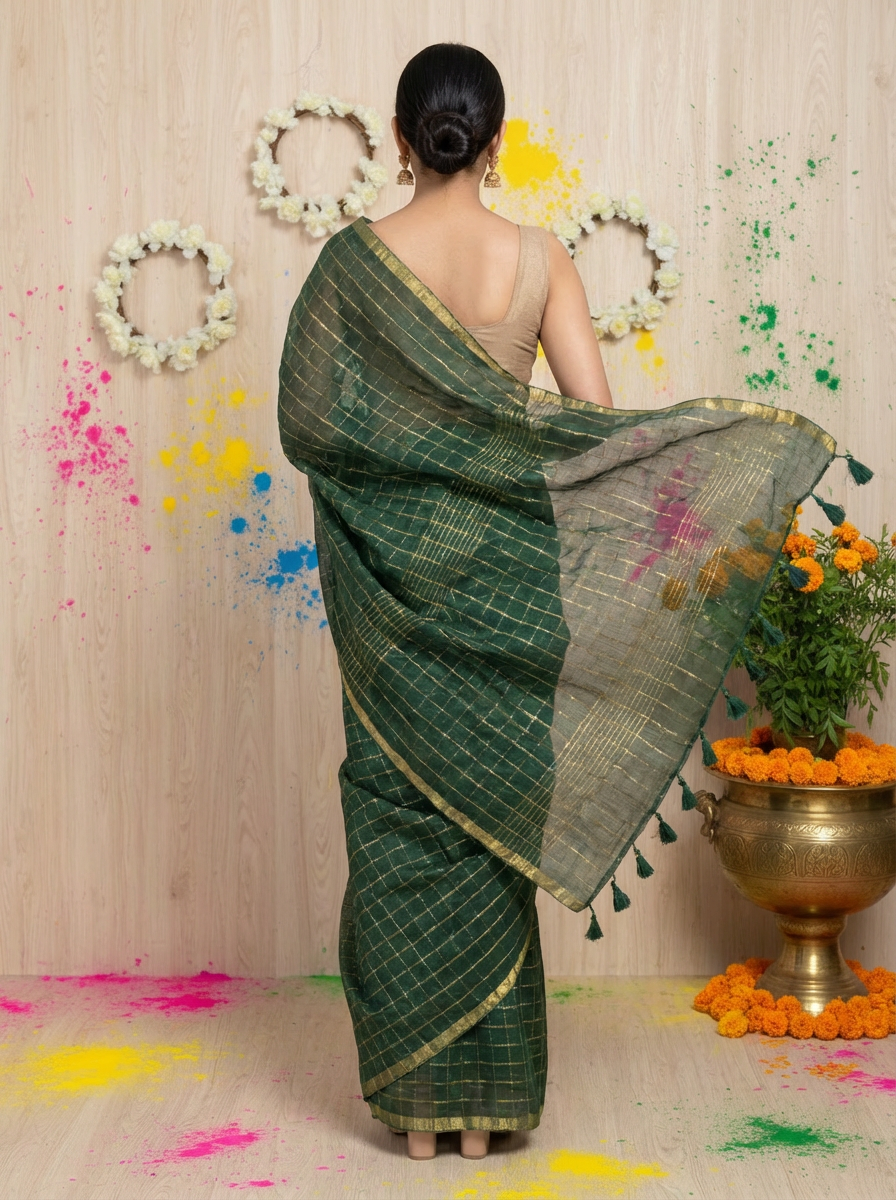 Cotton Zari Chequered