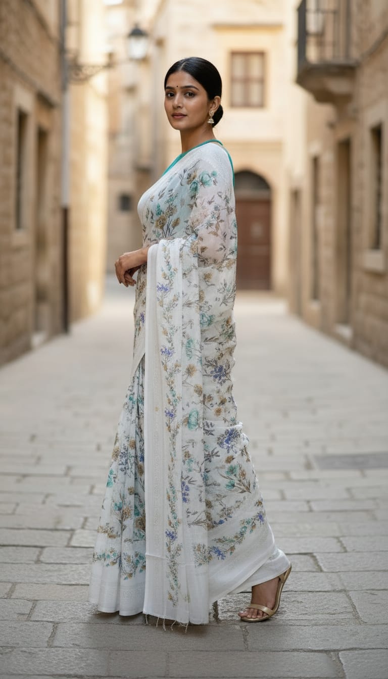 Zyra Floral Organza Saree