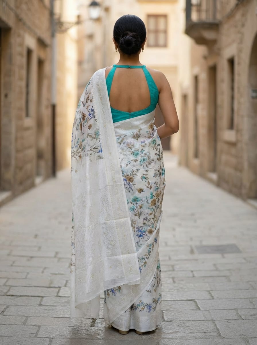 Zyra Floral Organza Saree