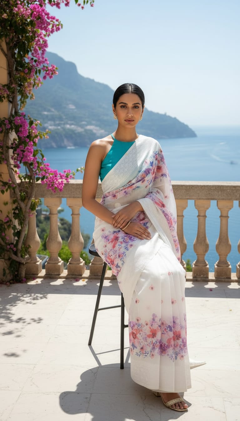 Zyra Floral Organza Saree