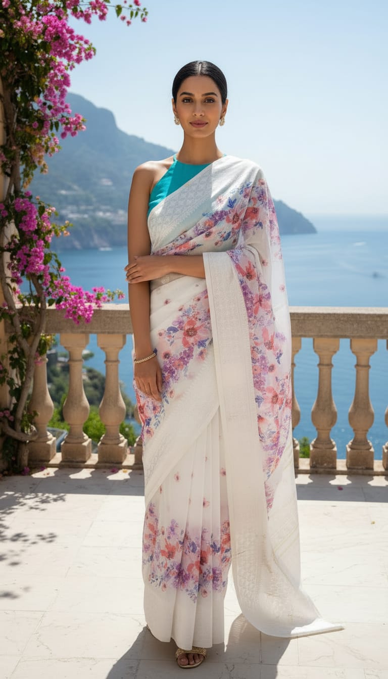 Zyra Floral Organza Saree