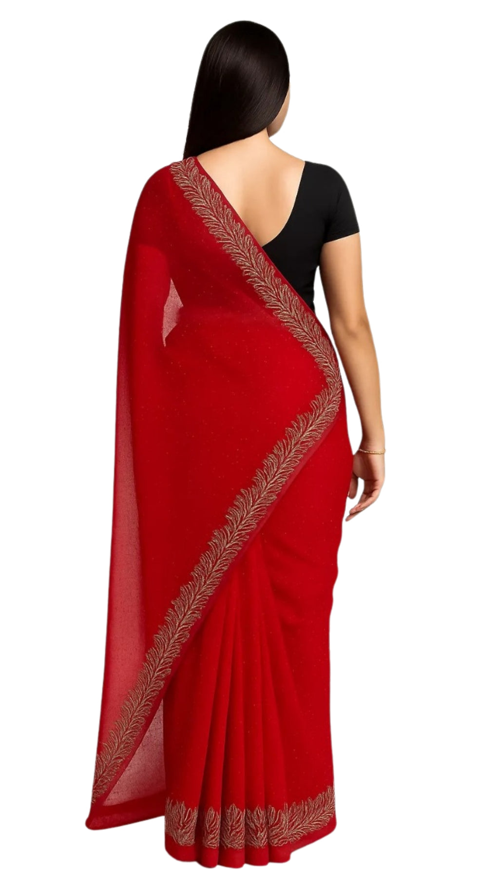 Dharohhar Women’s Designer Chiffon Saree with Luxe Jimmy Choo-Inspired Finish