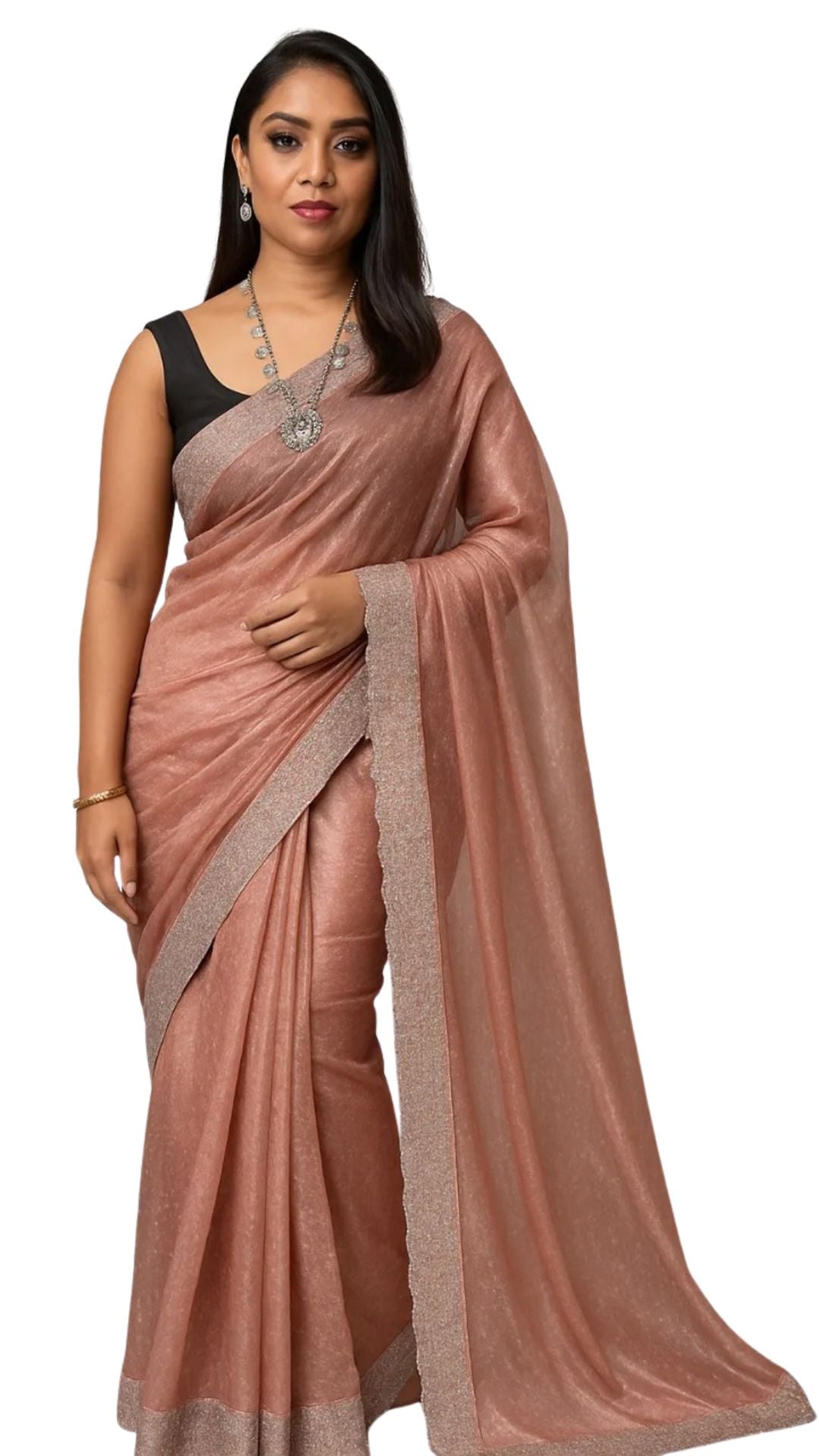 Dharohhar Designer Chiffon Saree with Luxe Jimmy Choo-Inspired Finish