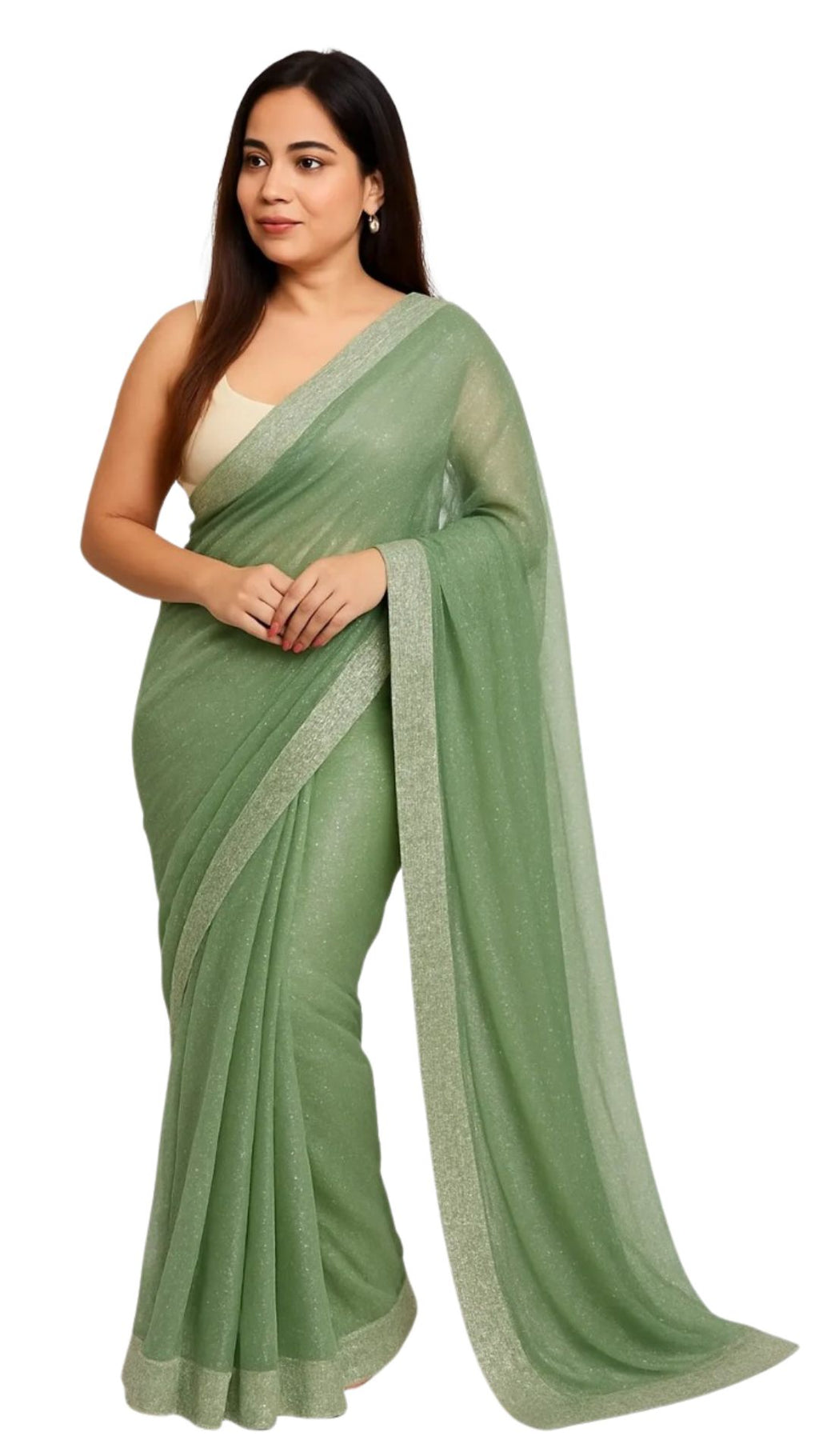 Dharohhar Designer Chiffon Saree with Luxe Jimmy Choo-Inspired Finish