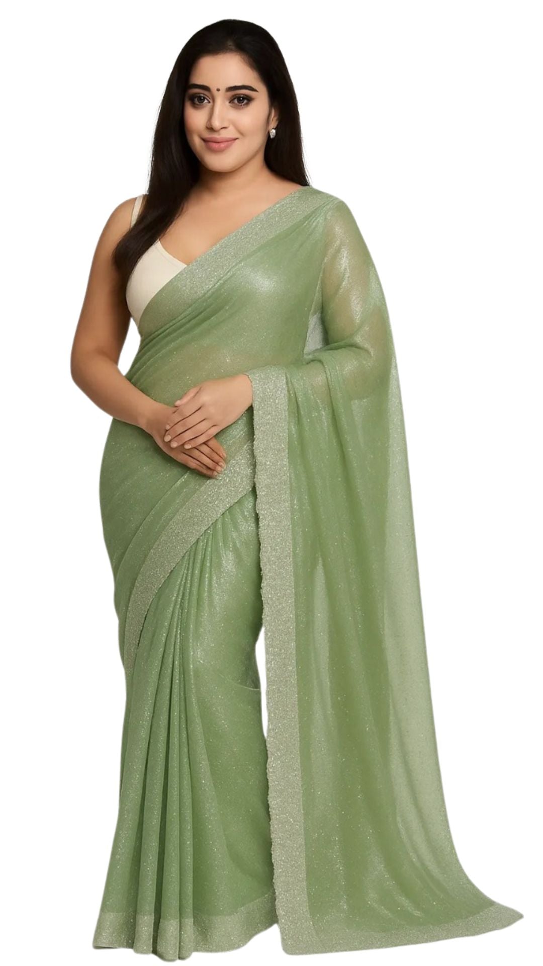 Dharohhar Designer Chiffon Saree with Luxe Jimmy Choo-Inspired Finish