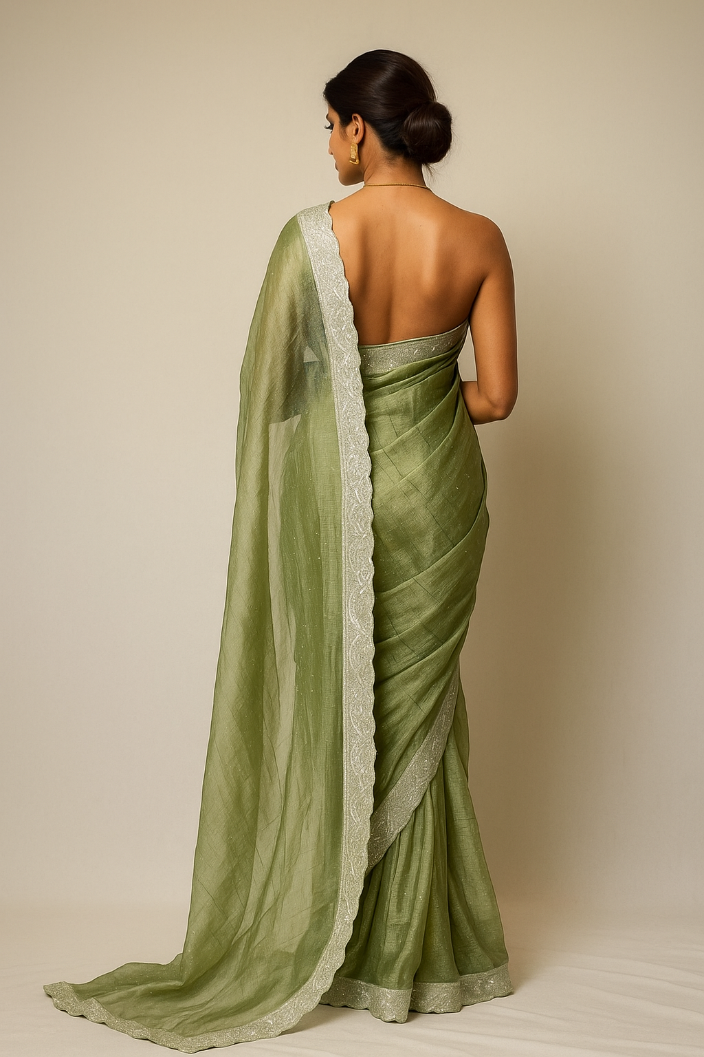Dharohhar Designer Chiffon Saree with Luxe Jimmy Choo-Inspired Finish
