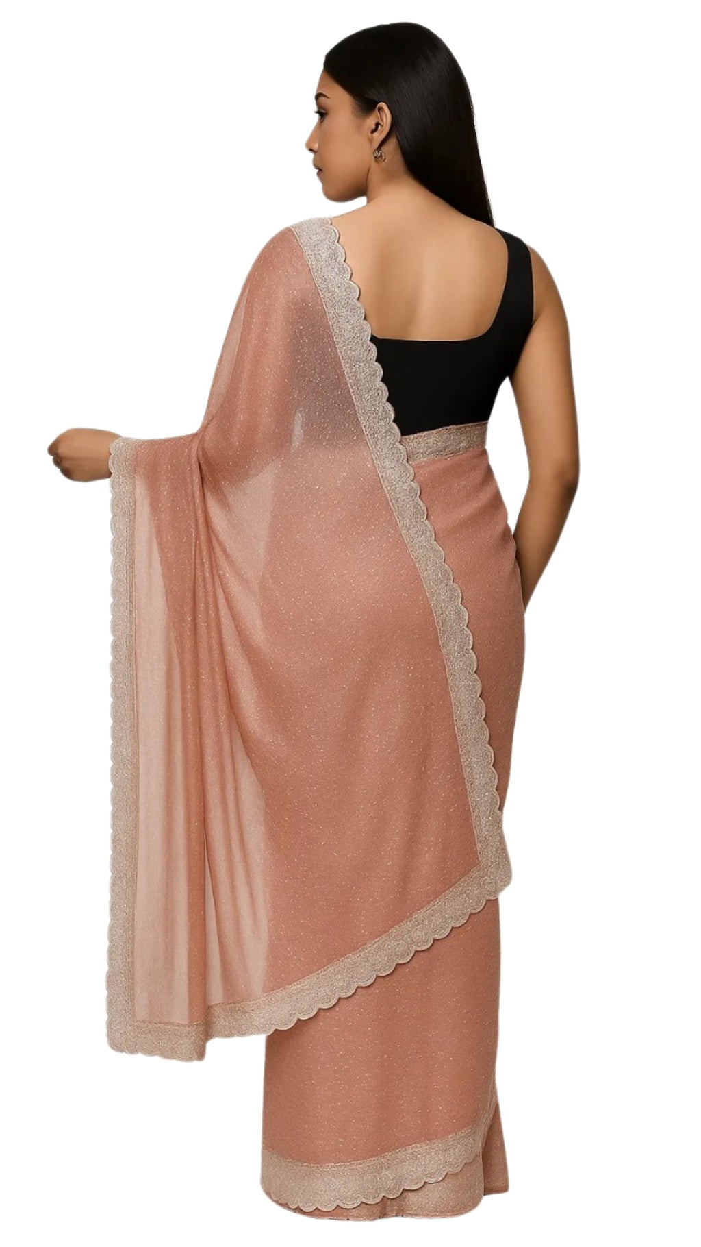 Dharohhar Designer Chiffon Saree with Luxe Jimmy Choo-Inspired Finish