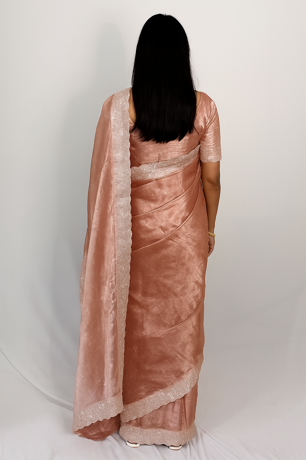 Dharohhar Designer Chiffon Saree with Luxe Jimmy Choo-Inspired Finish
