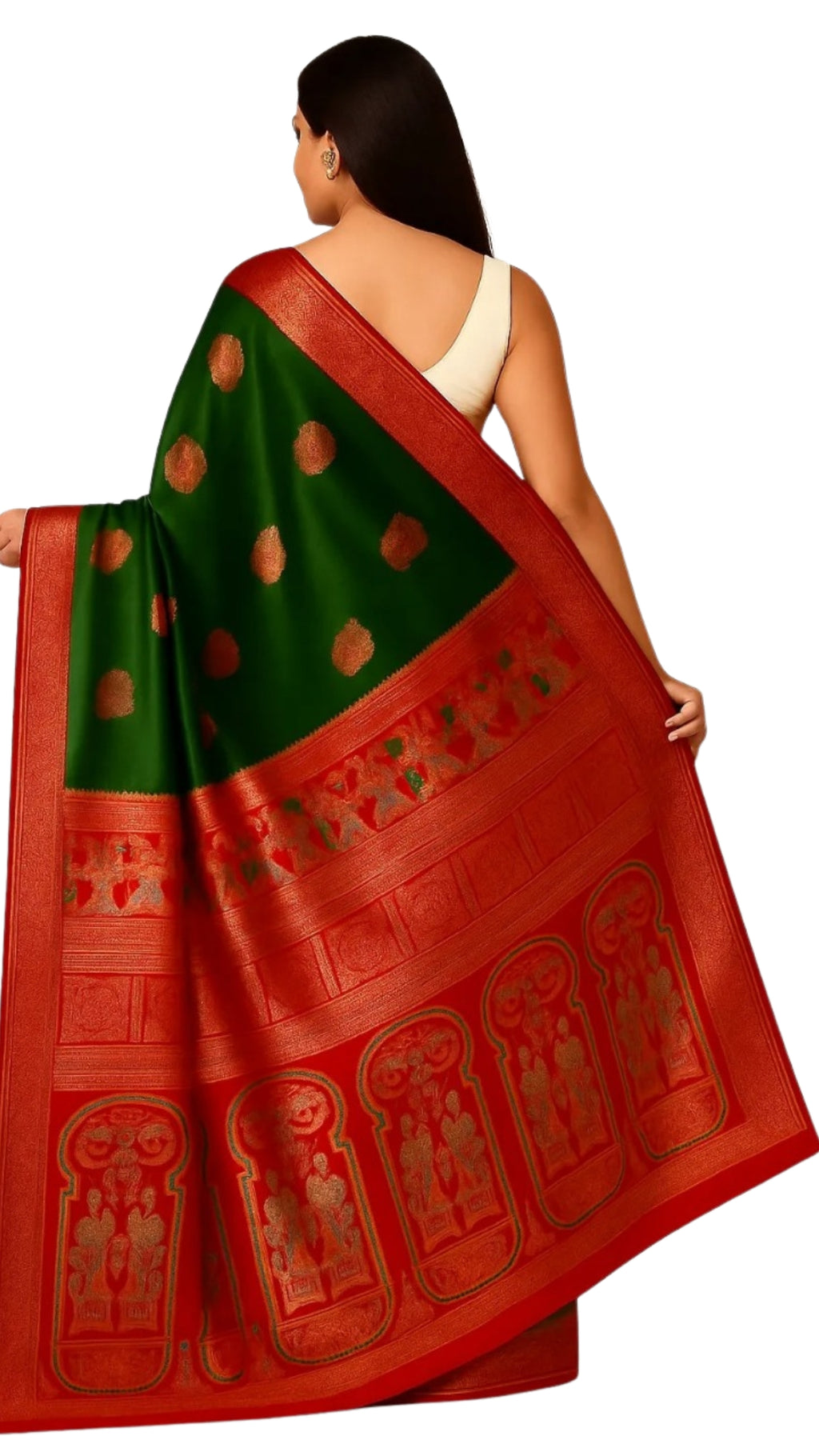 Dharohhar  Lilabali Handcrafted Baluchari Silk Saree- Green