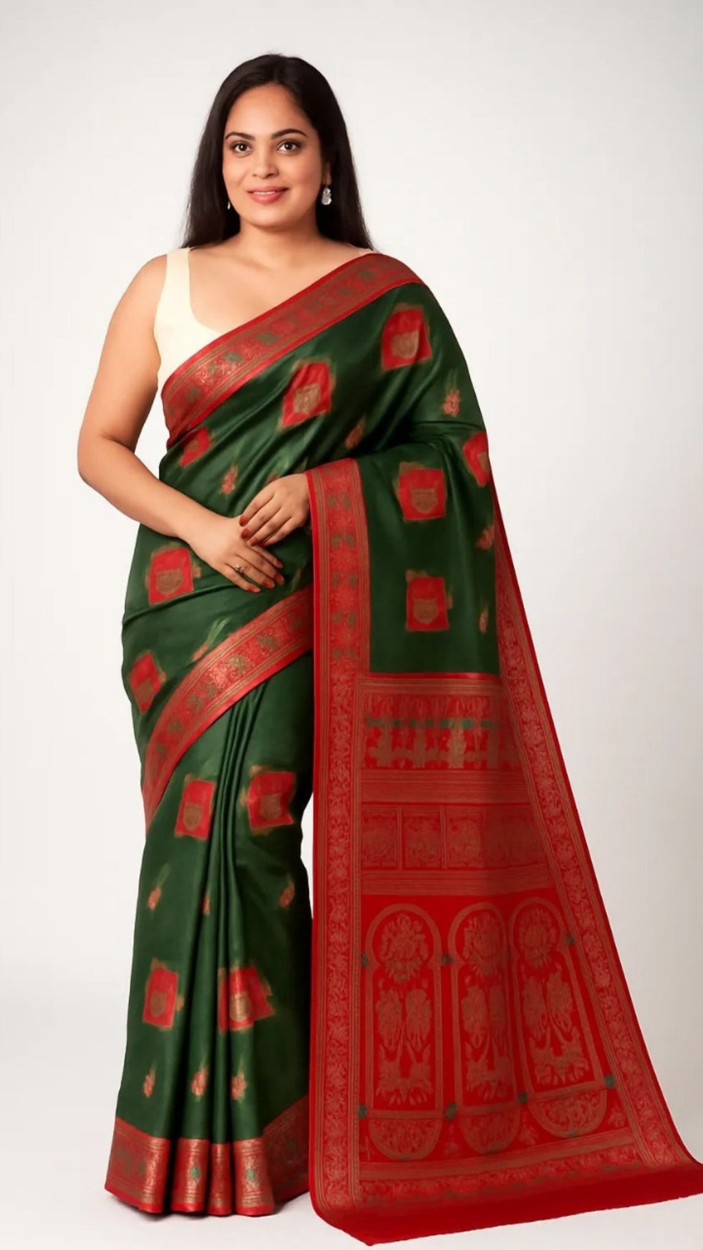 Dharohhar  Lilabali Handcrafted Baluchari Silk Saree- Green