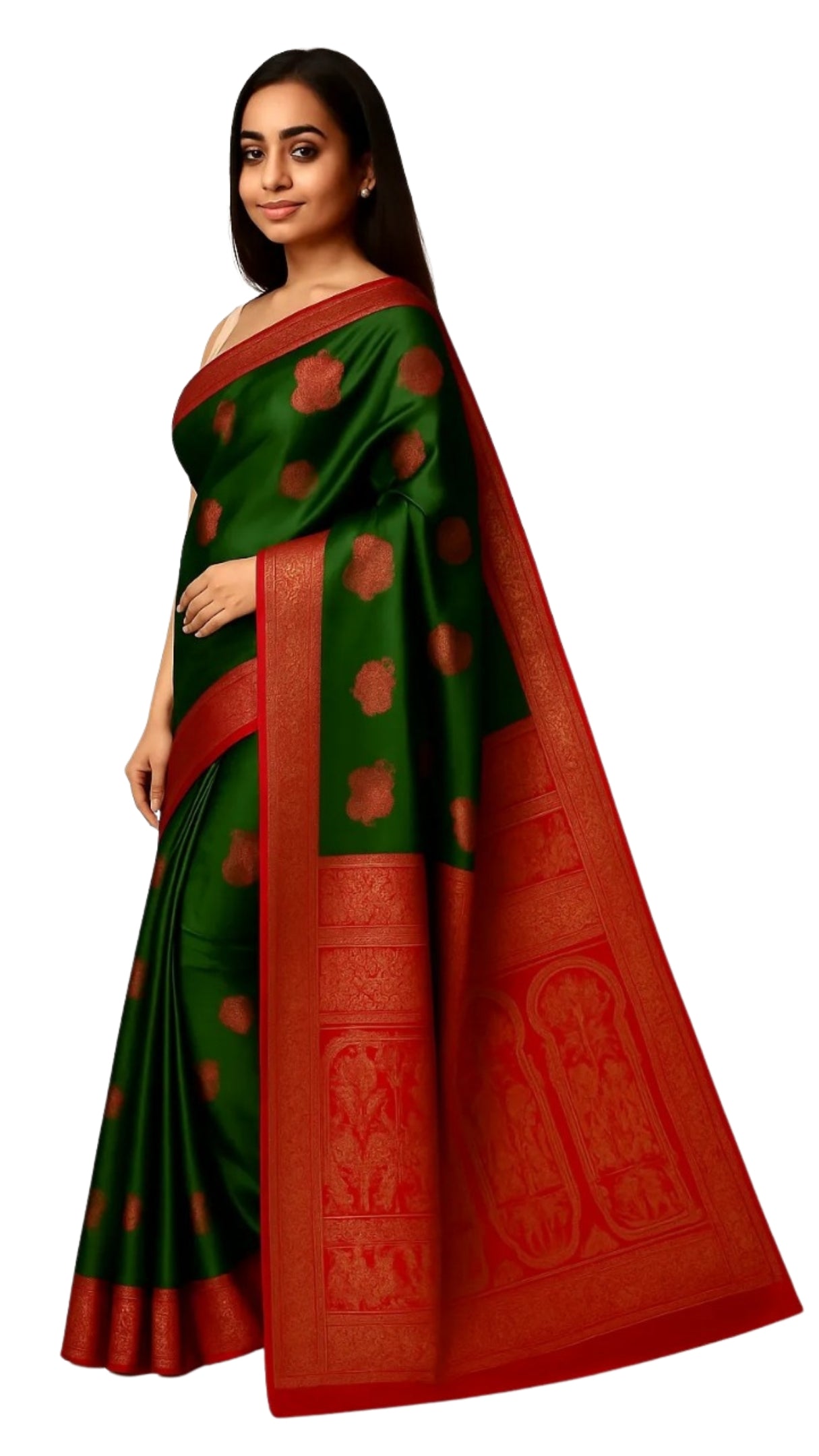 Dharohhar  Lilabali Handcrafted Baluchari Silk Saree- Green