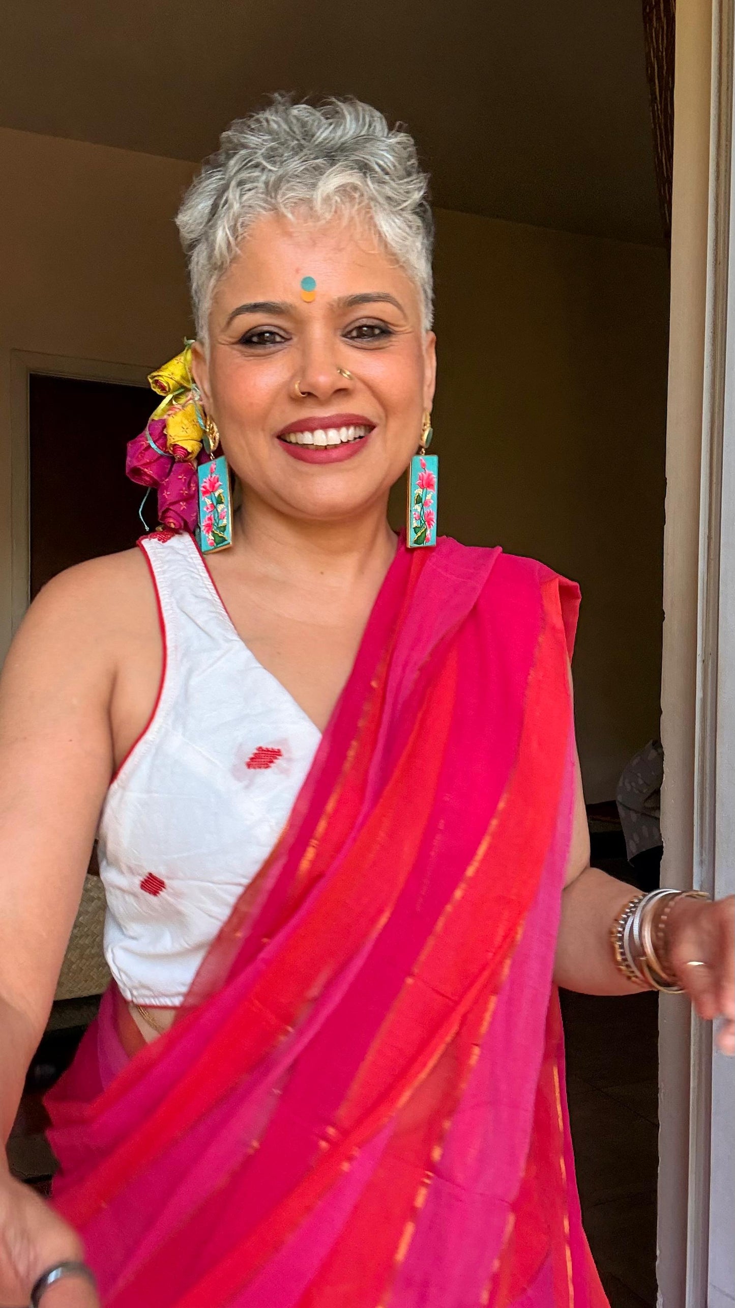 Pink Mul Cotton Saree