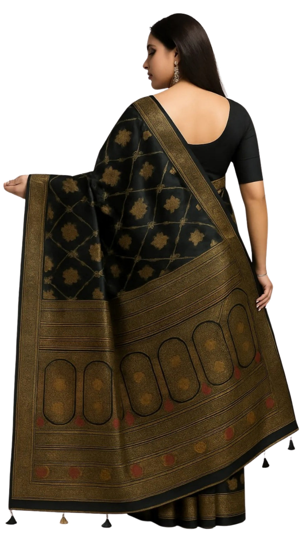 Dharohhar Women Silk Rajrani Saree with Classic Solid Design and Intricate Zari Meenakari Work | Perfect for Celebrations & Everyday Grace - Dark teal