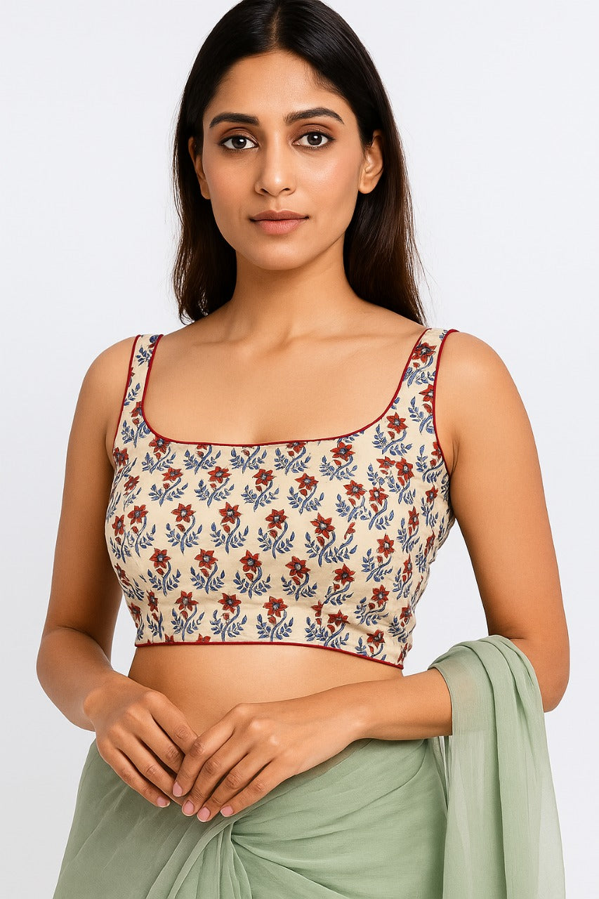 Pure Handcrafted Ajrakh cotton Designer Blouse