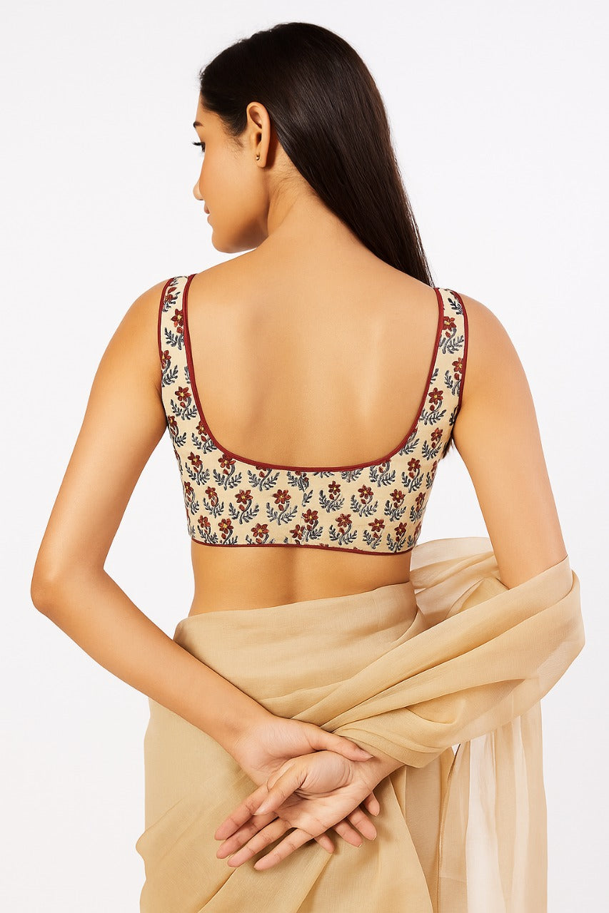 Pure Handcrafted Ajrakh cotton Designer Blouse