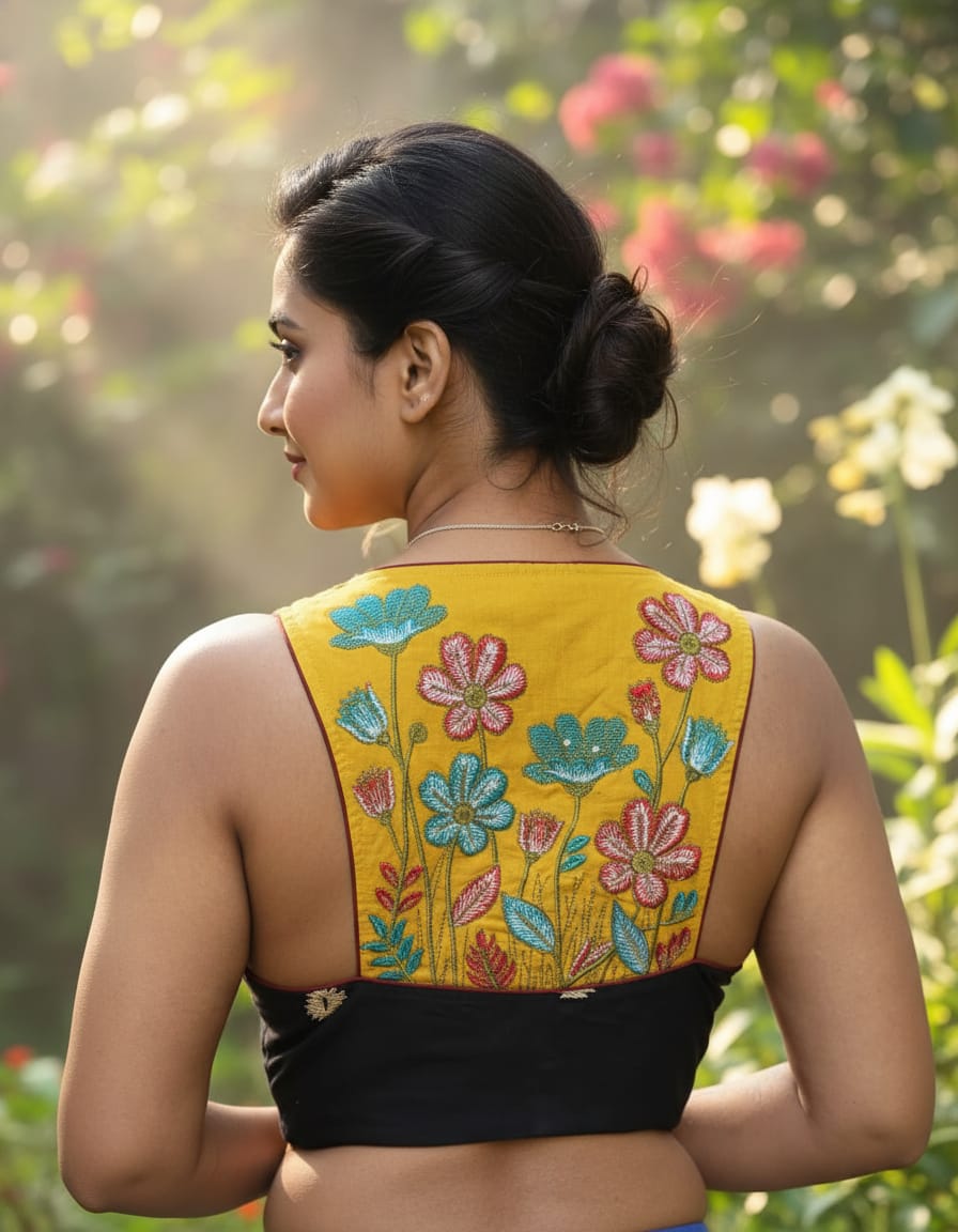 Pure Handcrafted Cotton Embroidery Blouse