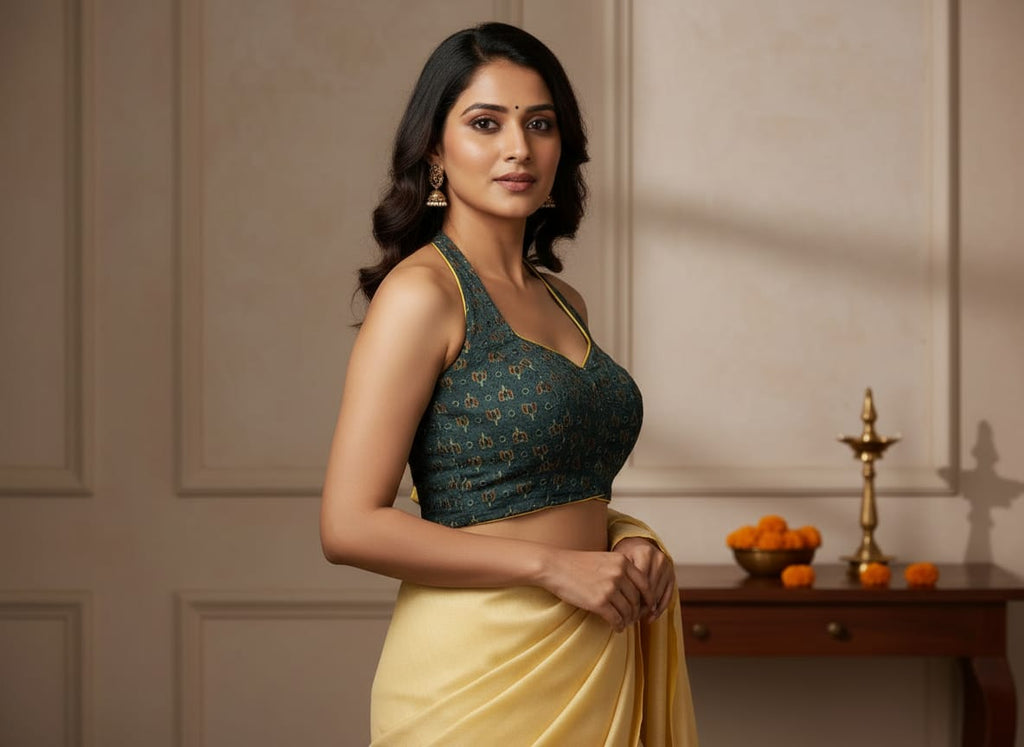 Pure Handcrafted Ajrakh cotton Designer Blouse