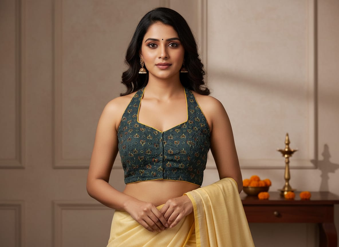 Pure Handcrafted Ajrakh cotton Designer Blouse