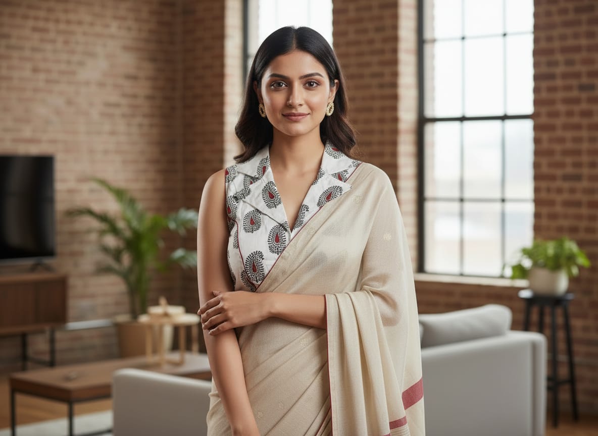 Pure Handcafted Ajrakh Cotton Designer Blouse