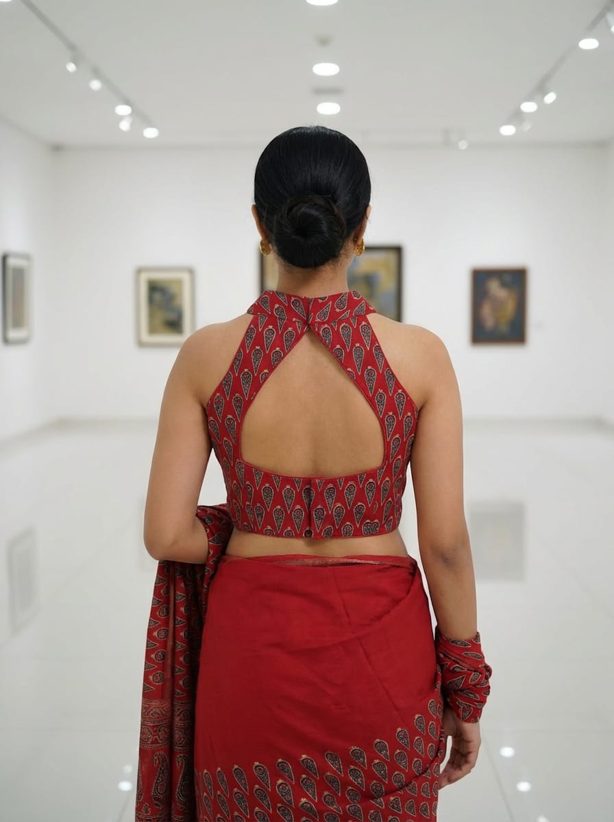 Pure Handcafted Ajrakh Cotton Designer Blouse