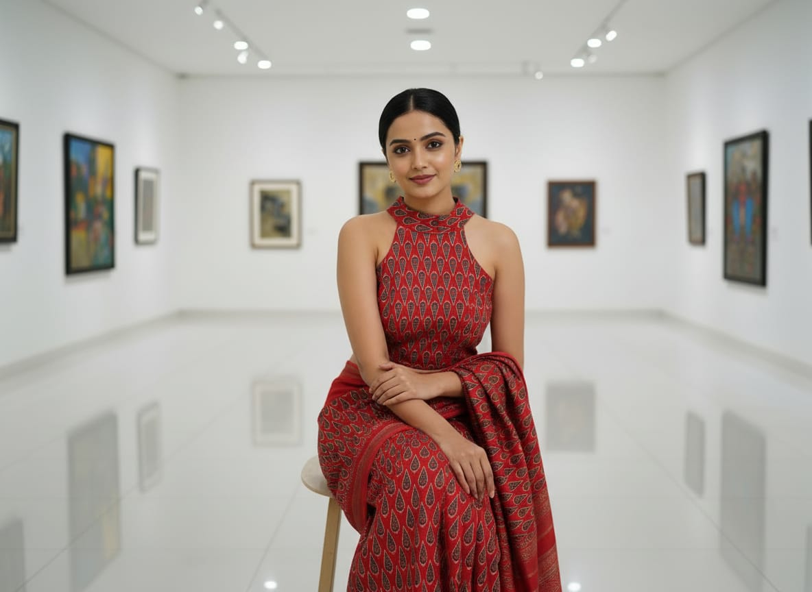 Pure Handcafted Ajrakh Cotton Designer Blouse