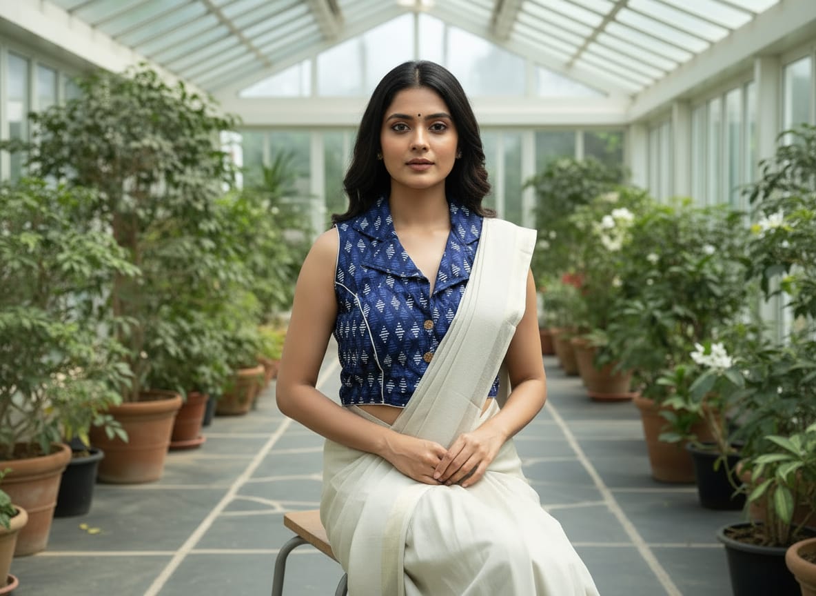 Pure Handcafted Ajrakh Cotton Designer Blouse