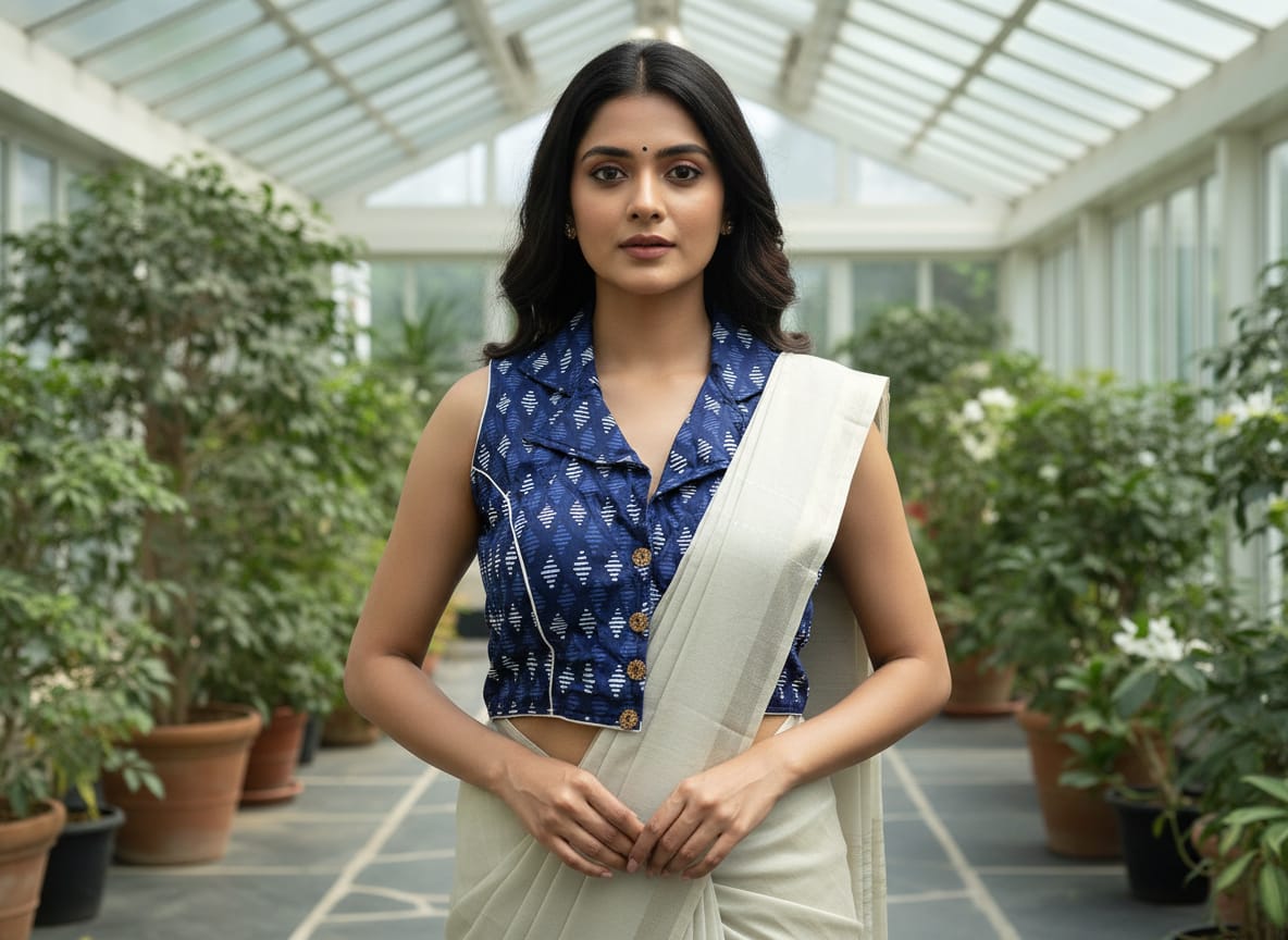 Pure Handcafted Ajrakh Cotton Designer Blouse