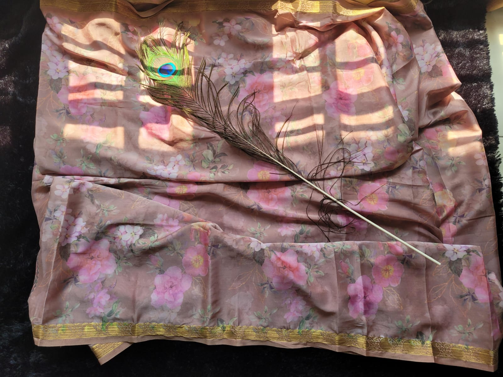 Floral Print Pure Silk Saree