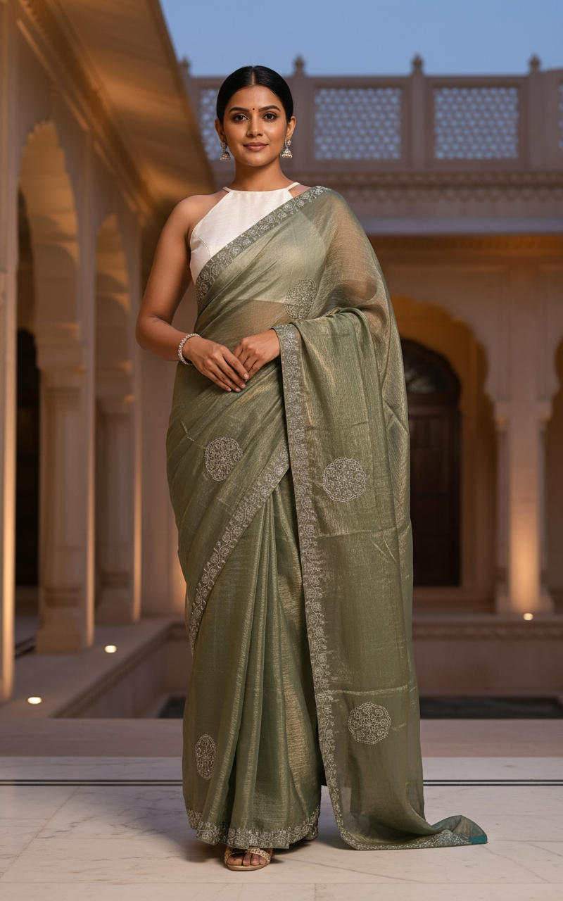 Chiffon with stone work Saree